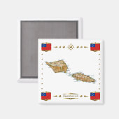 Samoa Map + Flags Magnet Magneet (Voorkant / Achterkant)