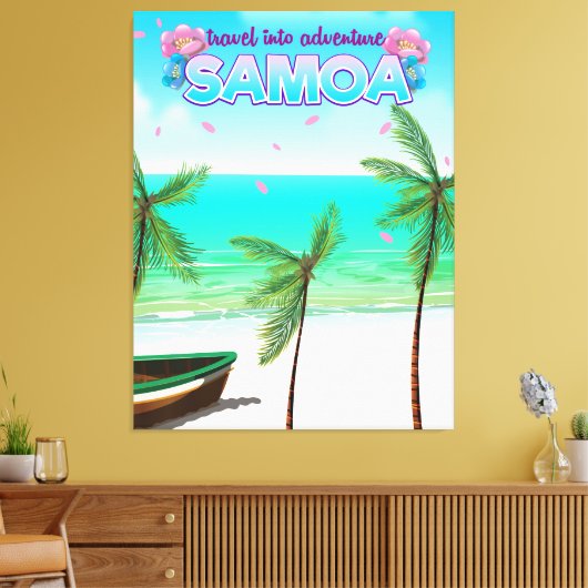 Samoa "reis naar avontuur" reisposter. canvas afdruk (Insitu (Woonkamer))
