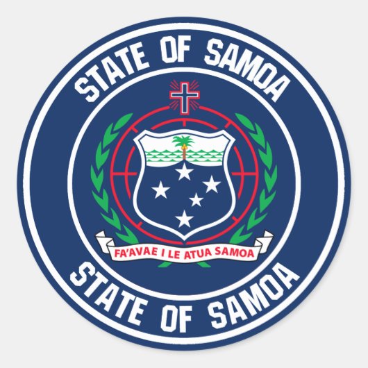 Samoa Round Emblem Ronde Sticker (Voorkant)