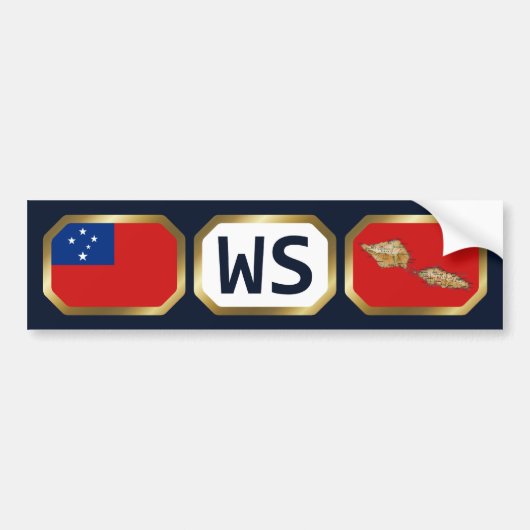Samoa Vlag Landkaart Code Bumpersticker (Voorkant)