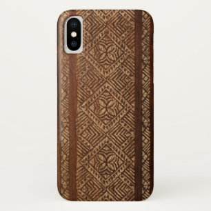 Samoaanse Tapa Hawaïaanse Nabootsing Houten Surfpl iPhone X Hoesje
