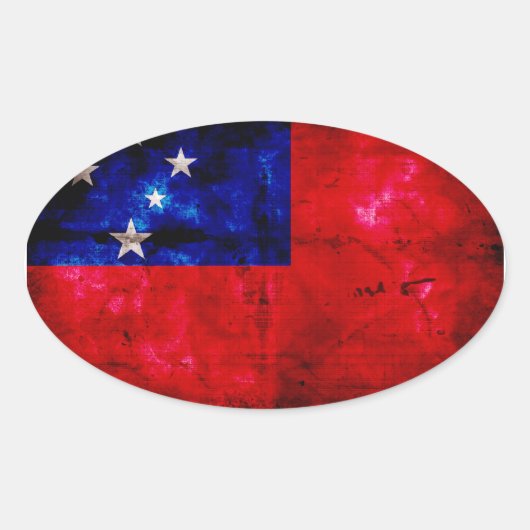 Samoan Flag Ovale Sticker (Voorkant)