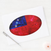 Samoan Flag Ovale Sticker (Envelop)