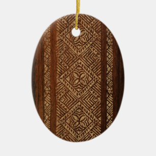 Samoan Tapa Hawaiian Faux Surfboard Keramisch Ornament