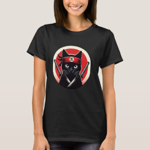 Samoerai Kat Zwaardvechter Japanse Ninja Kunst T-shirt