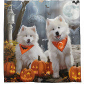 Samojed Halloween Griezelig Douchegordijn (Voorkant)
