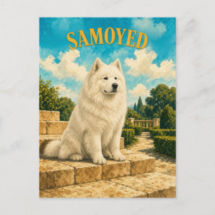 Samojed, Houtskool Honden Kunst in Vintage Stijl Briefkaart