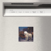 Samojed Kerst Feestelijke Periode Magneet (Insitu (Vaatwasser))