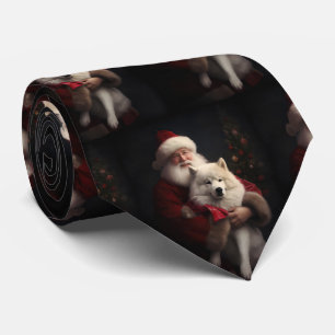 Samojed met kerstman Feestelijke kerst Stropdas