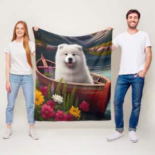 Samojed op een peddel: Een landschapsavontuur Fleece Deken