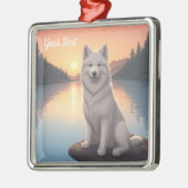 Samojeed bij Lake Metalen Ornament (Links)