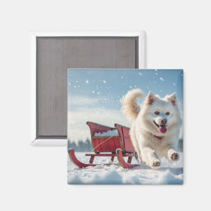 Samojeed feestelijke kerstvakantie magneet