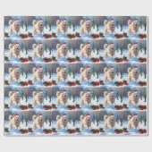 Samojeed hardlopen in de sneeuw met kerst Pet Cadeaupapier (Vlak)