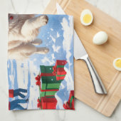 Samojeed hardlopen in de sneeuw met kerst Pet Theedoek (Quarter Fold)