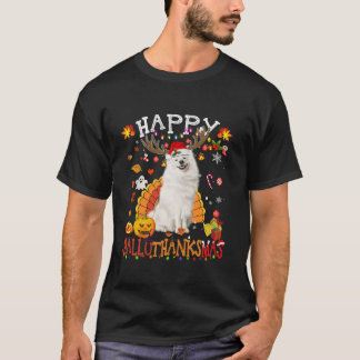 Samojeed Hond Halloween Kersthond Happy Hallotha T-shirt