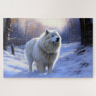 Samojeed Laat het sneeuwen Kerstmis Legpuzzel