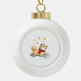 Samojeed Sneeuw Engel Keramische Bal Ornament