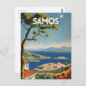 Samos Travel Poster Briefkaart (Voorkant / Achterkant)