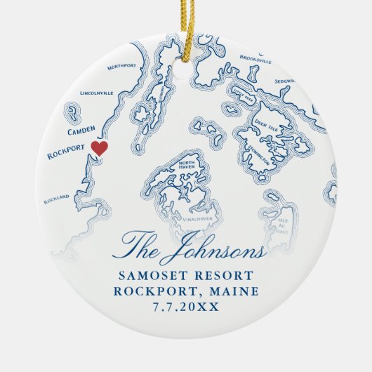 Samoset Resort Rockport Trouwfoto Kerst Keramisch Ornament (Voorkant)