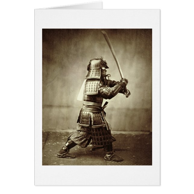 Samouraï avec épée relevée, c.1860 (imprimé albume (Devant)