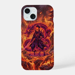 Samouraï et dragon de feu cybernétique