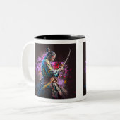 Samouraï Peinture Mug à deux tons, 11 oz (Devant gauche)