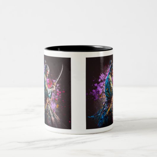 Samouraï Peinture Mug à deux tons, 11 oz (Centre)