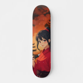 Samouraï Temple en feu Animé Japonais Skateboard