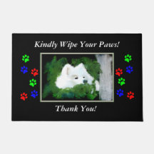 Samoyed 18x24-inch of 24x36-inch "Wipe Your Paws"-