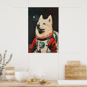 Samoyed Astronaut Poster, Samoyed Retro Print (Keuken)