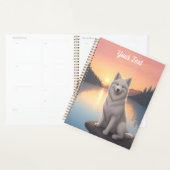 Samoyed bij het meer planner (Display)