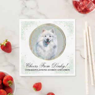 Samoyed bruiloft servetten met honden Foto
