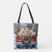 Samoyed Christmas Red Truck Holiday Draagtas (Achterkant)