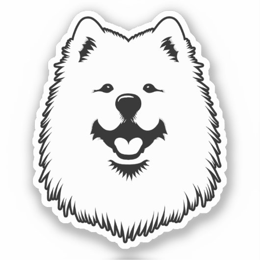 Samoyed Cute Adorable Face Sticker - Smiling Sammy (Recto)