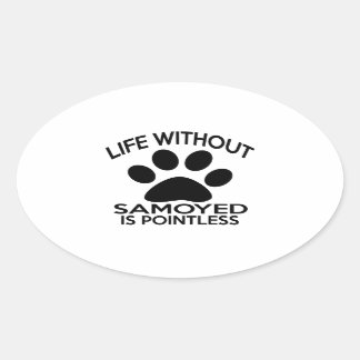 SAMOYED DESIGN OVALE STICKER