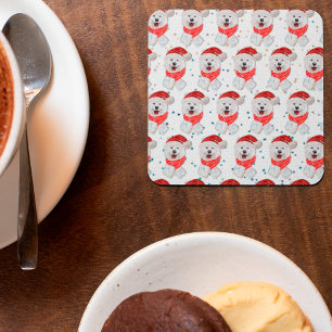 Samoyed Dog Breed Christmas Stars Vierkante Kartonnen Onderzetter