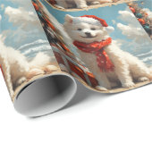 Samoyed Dog Christmas  Beach Cadeaupapier (Rol Hoek)