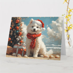 Samoyed Dog Christmas  Beach Kaart