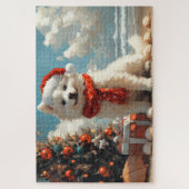 Samoyed Dog Christmas  Beach Legpuzzel (Verticaal)