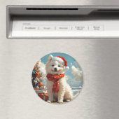 Samoyed Dog Christmas  Beach Magneet (Insitu (Vaatwasser))