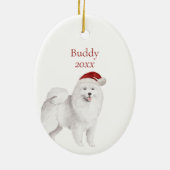 Samoyed Dog en Waterverf met kerstbomen Keramisch Ornament (Achterkant)