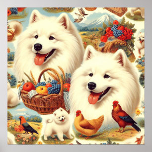Samoyed Dog Illustratie Poster