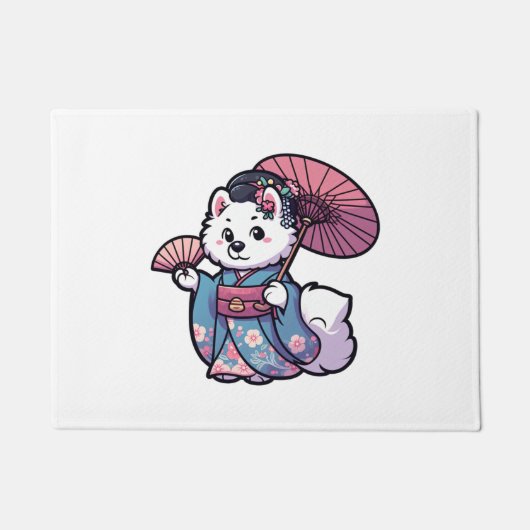 Samoyed Dog Kimono Deurmat (Voorkant)