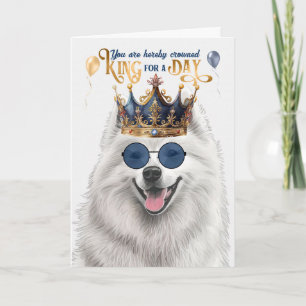 Samoyed Dog King voor een dag grappige verjaardag Kaart