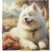 Samoyed Dog Painting Douchegordijn (Voorkant)