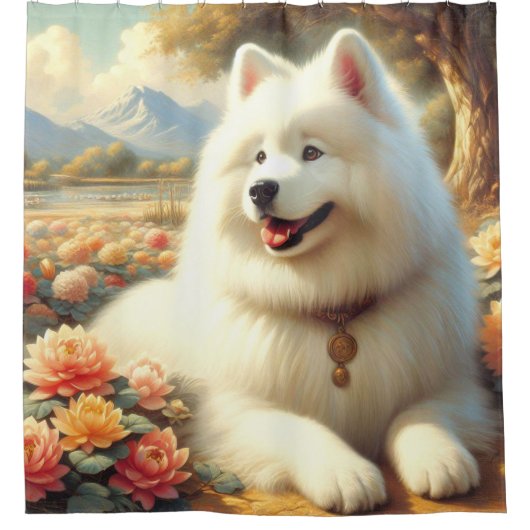  Samoyed Dog Painting Douchegordijn (Voorkant)