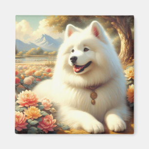 Samoyed Dog Painting Magneet
