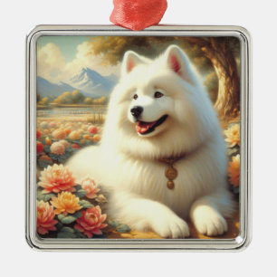  Samoyed Dog Painting Metalen Ornament