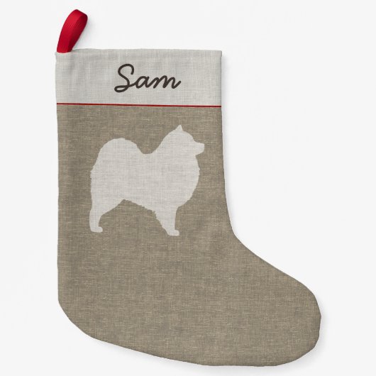 Samoyed Dog Silhouette Personalized Holiday Xmas Kleine Kerstsok (Voorkant)