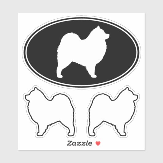 Samoyed Dog Silhouetten Vinyl Sticker Set (Vel)